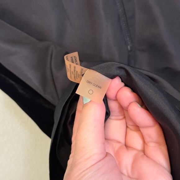 Magaschoni Collection Pencil Mini Skirt 8 Work Silk Velvet Panel Contrast Black - Picture 7 of 7